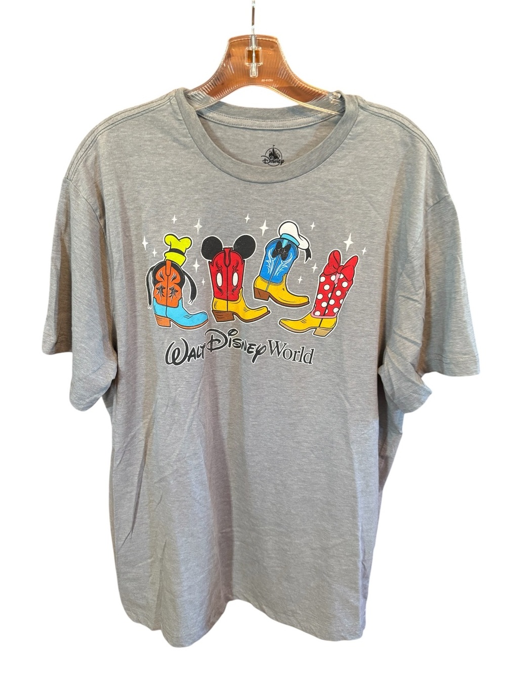 Disney Light Gray Western Cowboy Boot Tee with Black Print - Walt Disney World